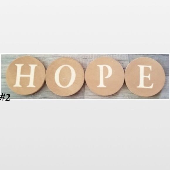 New Sign Of The Times Wall Sign Plaque Hope Letter Art Wood Brown Circles NWT - Picture 2 of 9